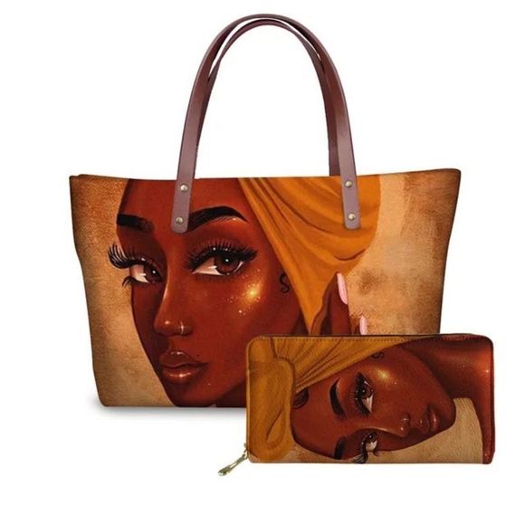- Beautiful Brown head-wrap bags and wallet set​​